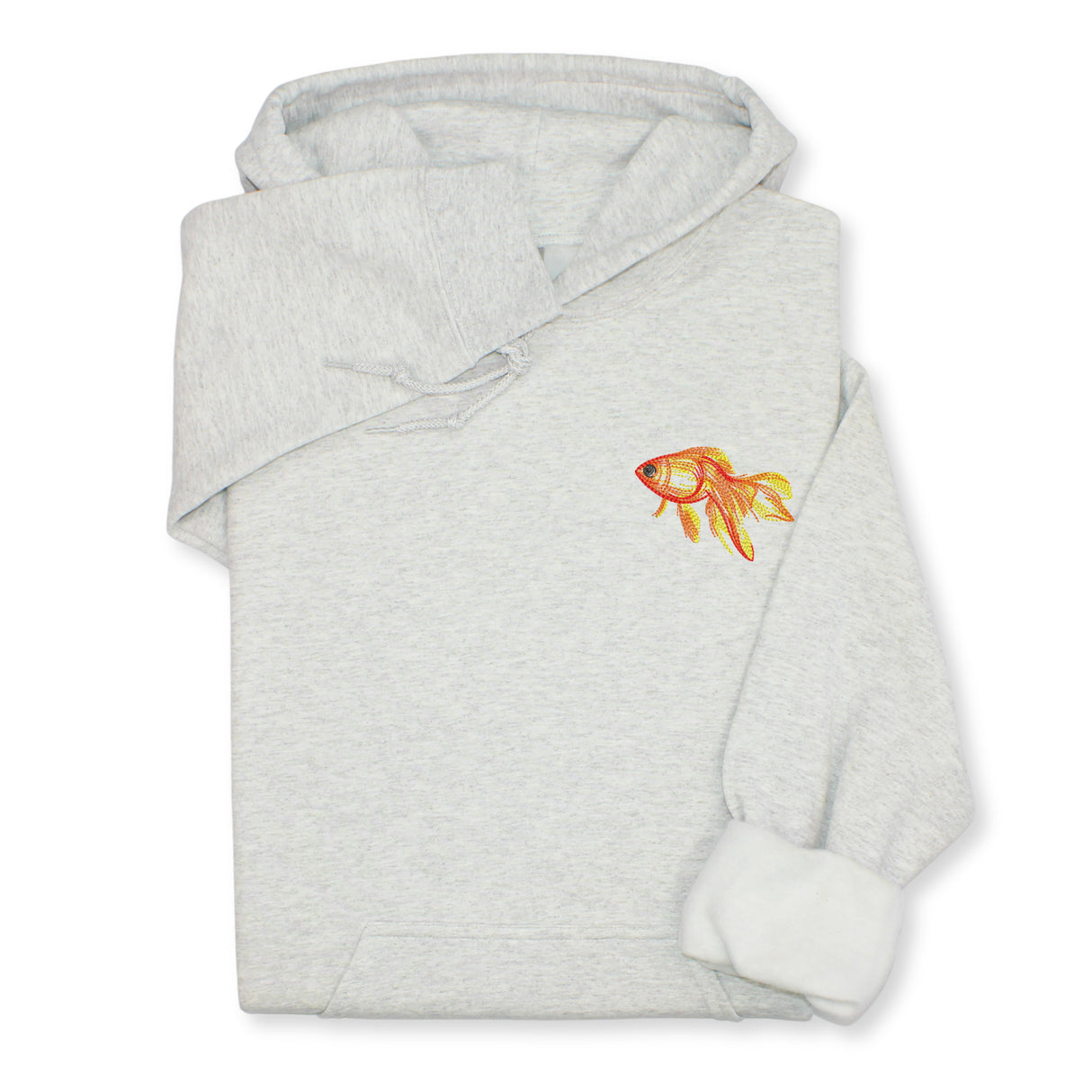 Goldfish Embroidered Hoodie & Sweatshirt, Handmade Embroidered Fish Pullover, Custom Ocean Animal Embroidery, Unisex Cozy Gift