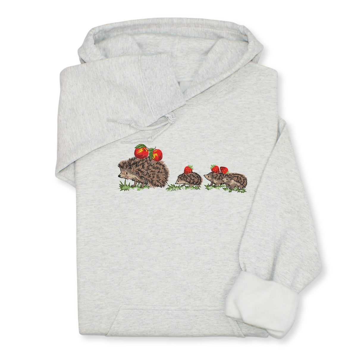 Hedgehog Family Embroidered Hoodie & Sweatshirt – Ash Hoodie