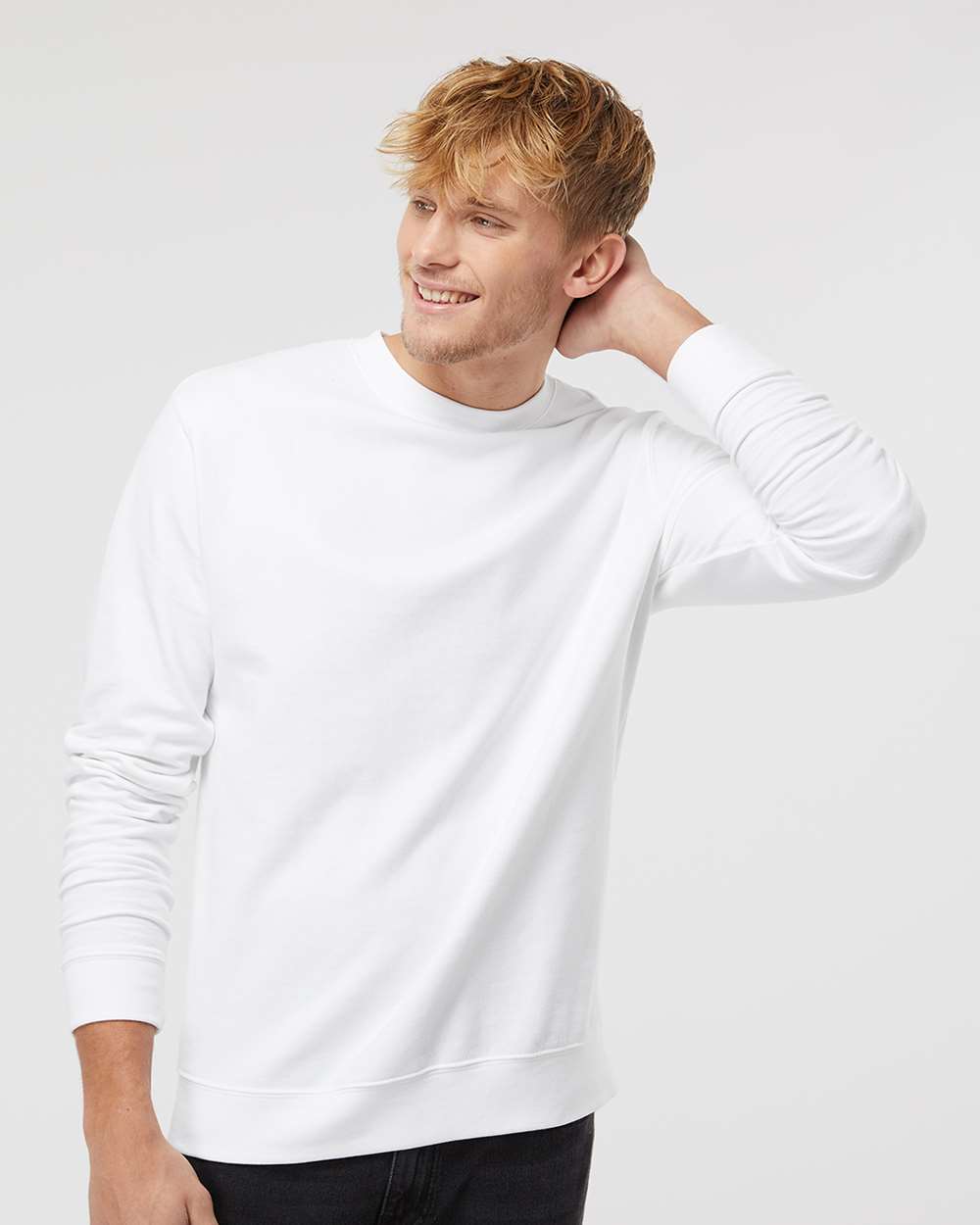 Unisex Midweight Crewneck Sweatshirt - ESS3000 – Independent Trading Co. SS3000 White Front Model