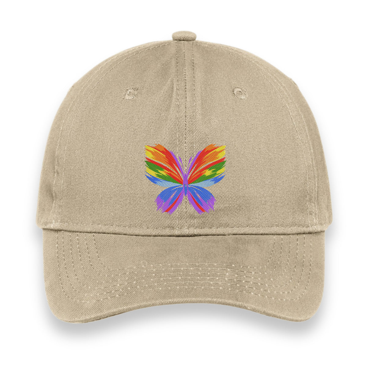 Rainbow Butterfly Embroidered Hat, Colorful Pride Baseball Cap, Whimsical Nature-Inspired Unisex Gift, Summer Aesthetic Cap