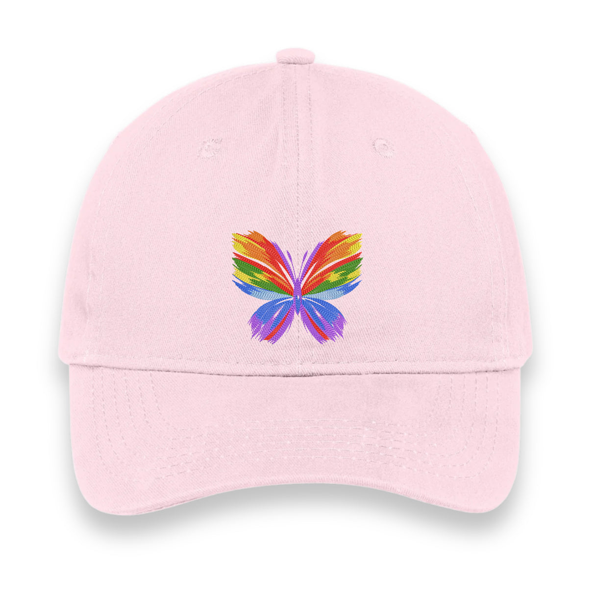 Rainbow Butterfly Embroidered Hat, Colorful Pride Baseball Cap, Whimsical Nature-Inspired Unisex Gift, Summer Aesthetic Cap