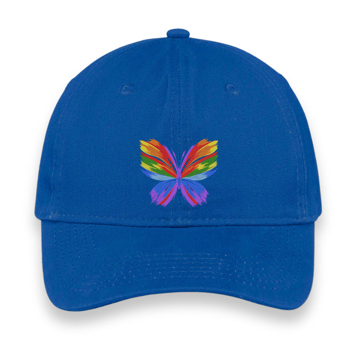 Rainbow Butterfly Embroidered Hat, Colorful Pride Baseball Cap, Whimsical Nature-Inspired Unisex Gift, Summer Aesthetic Cap