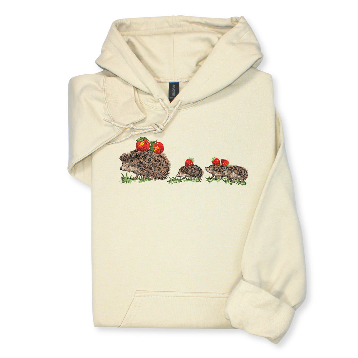 Hedgehog Family Embroidered Hoodie & Sweatshirt – Sand Hoodie