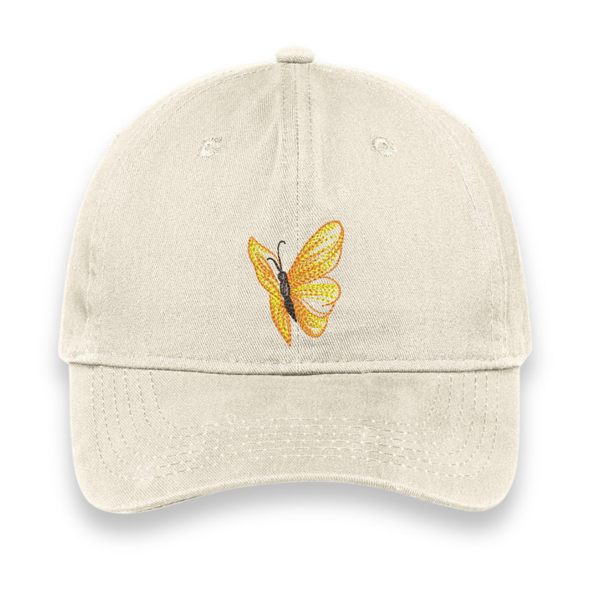 Yellow Butterfly Embroidered Hat – Stone