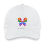 Rainbow Butterfly Embroidered Hat, Colorful Pride Baseball Cap, Whimsical Nature-Inspired Unisex Gift, Summer Aesthetic Cap