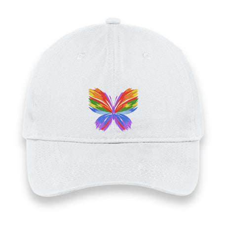 Rainbow Butterfly Embroidered Hat, Colorful Pride Baseball Cap, Whimsical Nature-Inspired Unisex Gift, Summer Aesthetic Cap