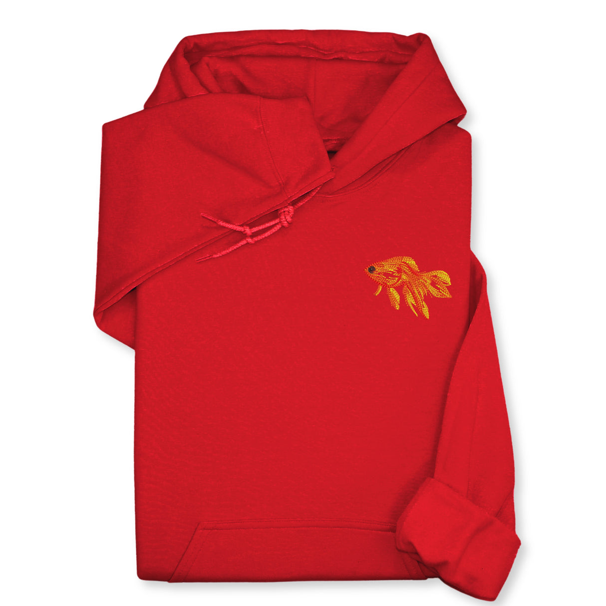 Goldfish Embroidered Hoodie & Sweatshirt, Handmade Embroidered Fish Pullover, Custom Ocean Animal Embroidery, Unisex Cozy Gift