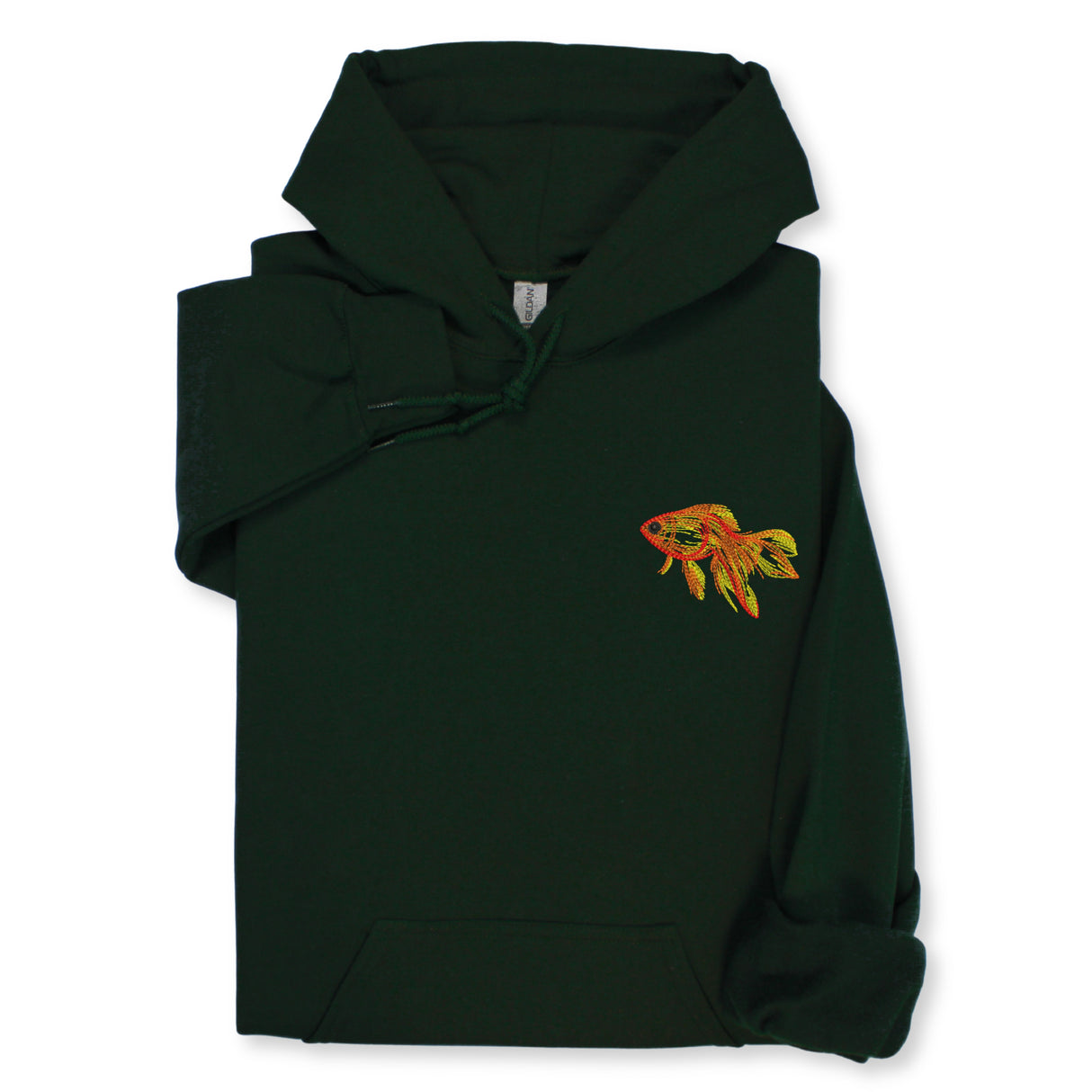 Goldfish Embroidered Hoodie & Sweatshirt, Handmade Embroidered Fish Pullover, Custom Ocean Animal Embroidery, Unisex Cozy Gift