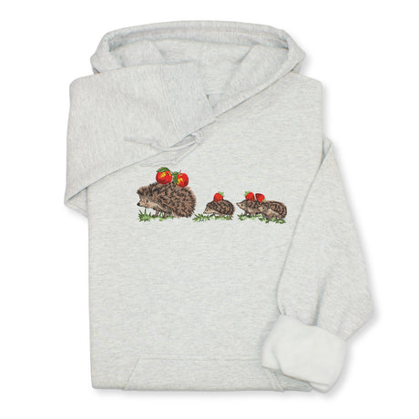 Hedgehog Family Embroidered Hoodie & Sweatshirt, Cute Forest Animal Top, Whimsical Nature Lover Gift, Woodland Wildlife Unisex Apparel