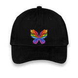 Rainbow Butterfly Embroidered Hat, Colorful Pride Baseball Cap, Whimsical Nature-Inspired Unisex Gift, Summer Aesthetic Cap
