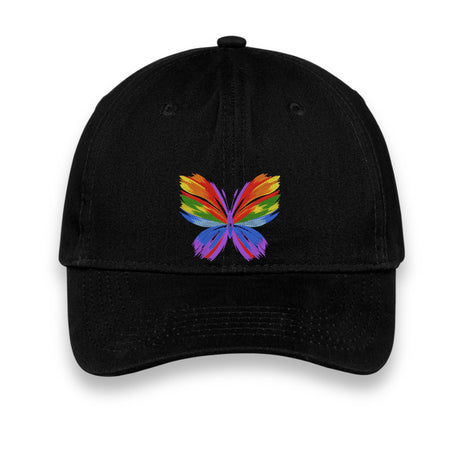 Rainbow Butterfly Embroidered Hat, Colorful Pride Baseball Cap, Whimsical Nature-Inspired Unisex Gift, Summer Aesthetic Cap