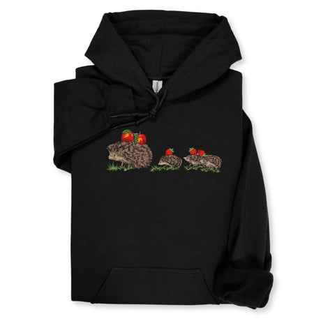 Hedgehog Family Embroidered Hoodie & Sweatshirt, Cute Forest Animal Top, Whimsical Nature Lover Gift, Woodland Wildlife Unisex Apparel