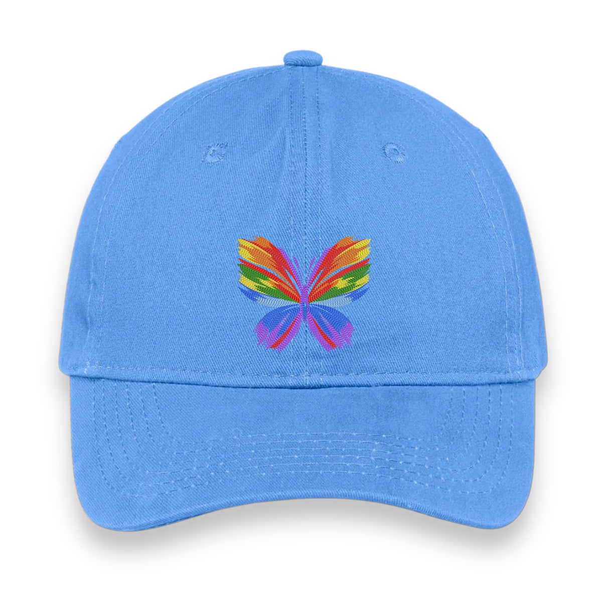 Rainbow Butterfly Embroidered Hat, Colorful Pride Baseball Cap, Whimsical Nature-Inspired Unisex Gift, Summer Aesthetic Cap