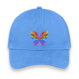 Rainbow Butterfly Embroidered Hat, Colorful Pride Baseball Cap, Whimsical Nature-Inspired Unisex Gift, Summer Aesthetic Cap