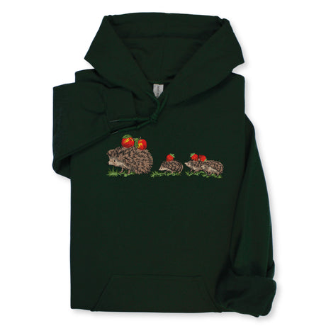 Hedgehog Family Embroidered Hoodie & Sweatshirt, Cute Forest Animal Top, Whimsical Nature Lover Gift, Woodland Wildlife Unisex Apparel