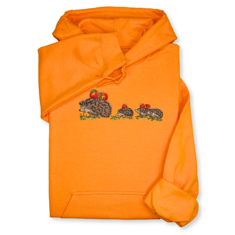 Hedgehog Family Embroidered Hoodie & Sweatshirt, Cute Forest Animal Top, Whimsical Nature Lover Gift, Woodland Wildlife Unisex Apparel