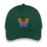 Rainbow Butterfly Embroidered Hat, Colorful Pride Baseball Cap, Whimsical Nature-Inspired Unisex Gift, Summer Aesthetic Cap
