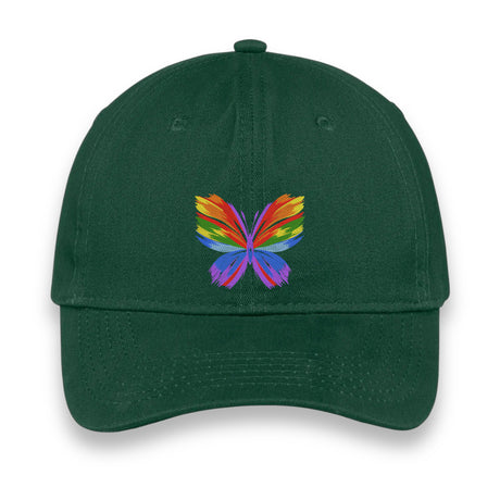 Rainbow Butterfly Embroidered Hat, Colorful Pride Baseball Cap, Whimsical Nature-Inspired Unisex Gift, Summer Aesthetic Cap