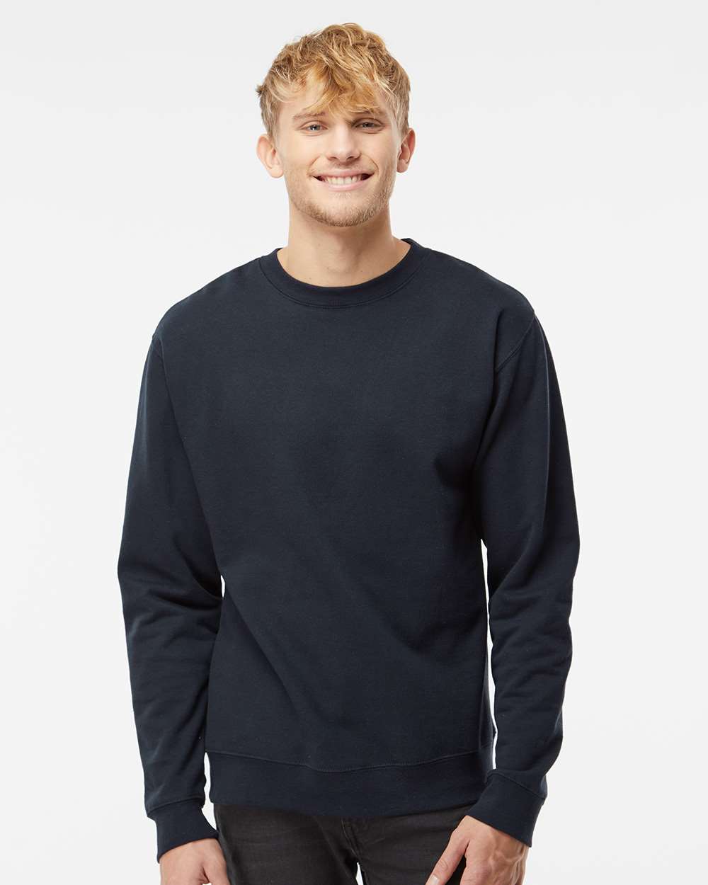 Unisex Midweight Crewneck Sweatshirt - ESS3000 – Independent Trading Co. SS3000 Classic Navy Front Model