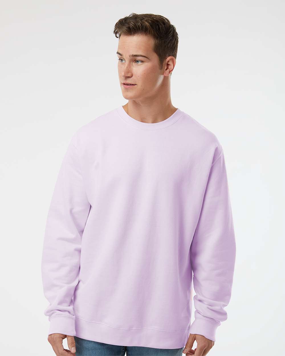 Unisex Midweight Crewneck Sweatshirt - ESS3000 – Independent Trading Co. SS3000 Lavender Front Model
