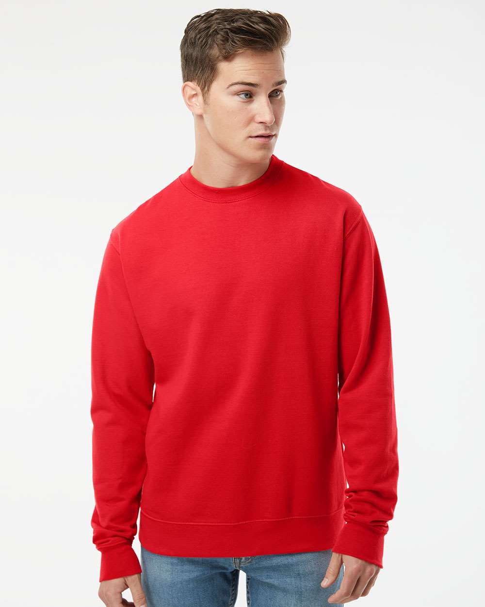 Unisex Midweight Crewneck Sweatshirt - ESS3000 – Independent Trading Co. SS3000 Red Front Model