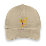 Yellow Butterfly Embroidered Hat – Khaki