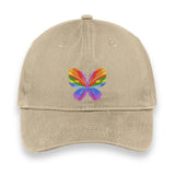 Rainbow Butterfly Embroidered Hat, Colorful Pride Baseball Cap, Whimsical Nature-Inspired Unisex Gift, Summer Aesthetic Cap