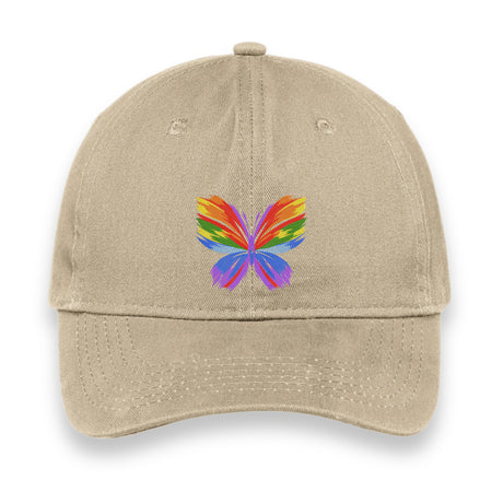 Rainbow Butterfly Embroidered Hat, Colorful Pride Baseball Cap, Whimsical Nature-Inspired Unisex Gift, Summer Aesthetic Cap