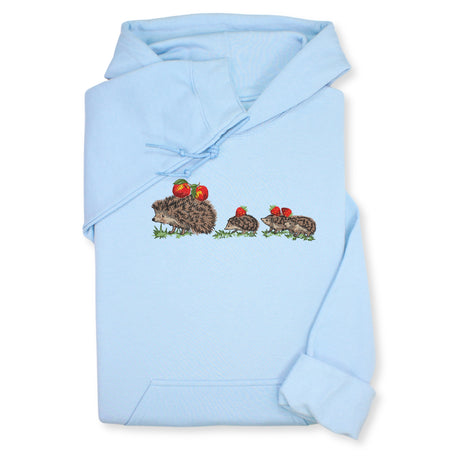 Hedgehog Family Embroidered Hoodie & Sweatshirt, Cute Forest Animal Top, Whimsical Nature Lover Gift, Woodland Wildlife Unisex Apparel