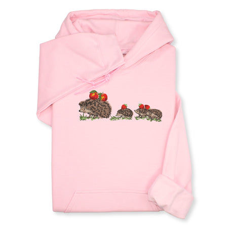 Hedgehog Family Embroidered Hoodie & Sweatshirt, Cute Forest Animal Top, Whimsical Nature Lover Gift, Woodland Wildlife Unisex Apparel