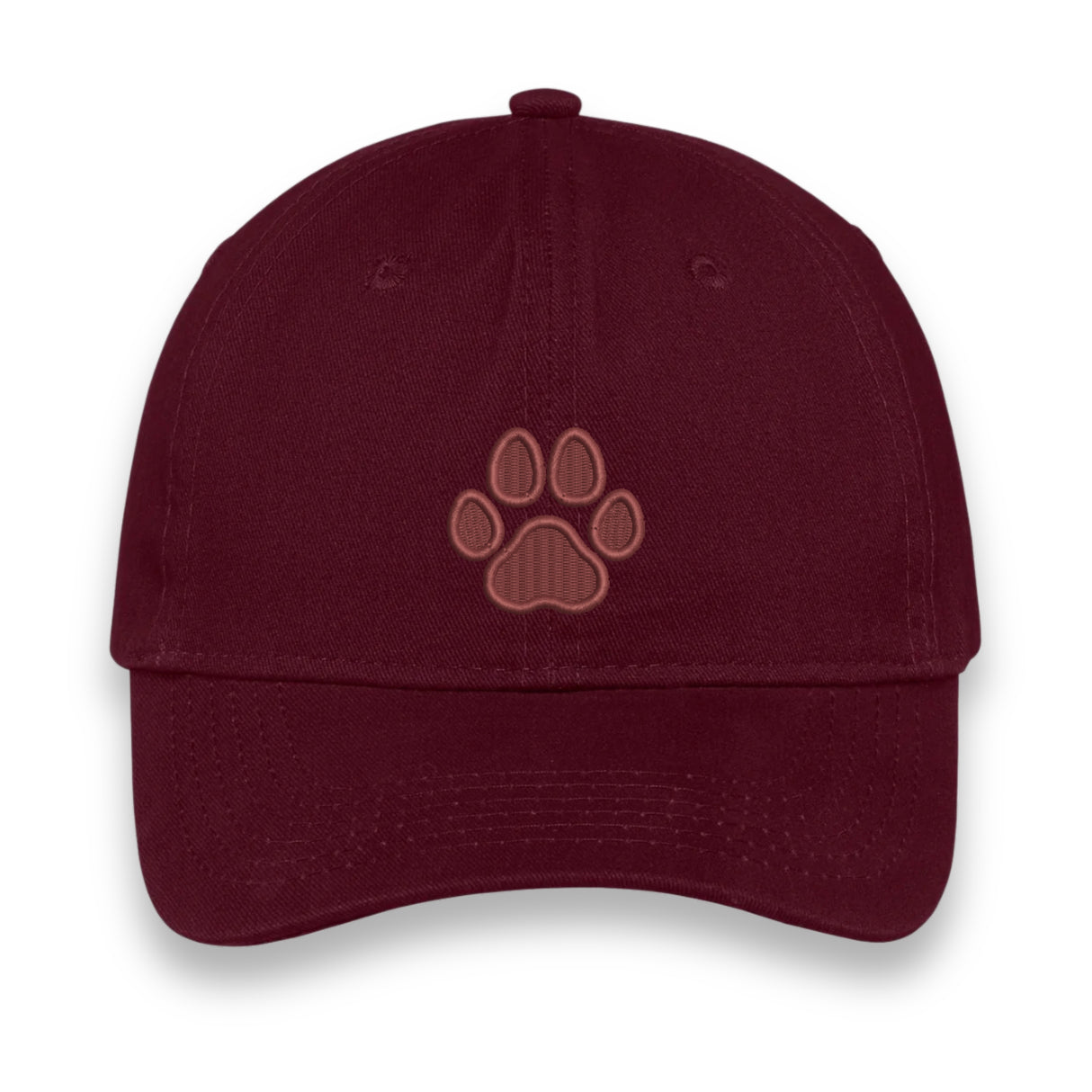 Custom Paw Print Embroidered Hat – Maroon