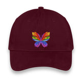 Rainbow Butterfly Embroidered Hat, Colorful Pride Baseball Cap, Whimsical Nature-Inspired Unisex Gift, Summer Aesthetic Cap