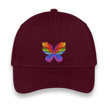 Rainbow Butterfly Embroidered Hat, Colorful Pride Baseball Cap, Whimsical Nature-Inspired Unisex Gift, Summer Aesthetic Cap