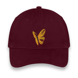 Yellow Butterfly Embroidered Hat – Maroon