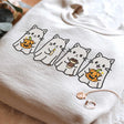 Ghost Cat Embroidered Hoodie & Sweatshirt – Military Green