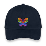 Rainbow Butterfly Embroidered Hat, Colorful Pride Baseball Cap, Whimsical Nature-Inspired Unisex Gift, Summer Aesthetic Cap
