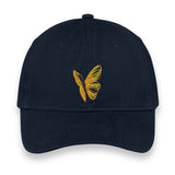Yellow Butterfly Embroidered Hat – Navy