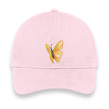 Yellow Butterfly Embroidered Hat – Pink