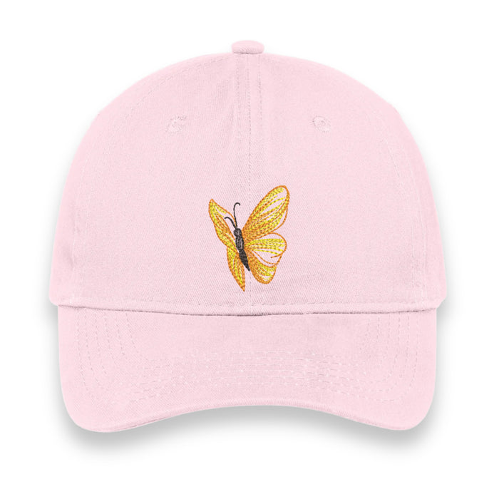 Yellow Butterfly Embroidered Hat – Pink