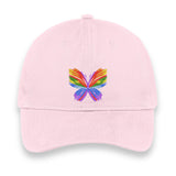Rainbow Butterfly Embroidered Hat, Colorful Pride Baseball Cap, Whimsical Nature-Inspired Unisex Gift, Summer Aesthetic Cap
