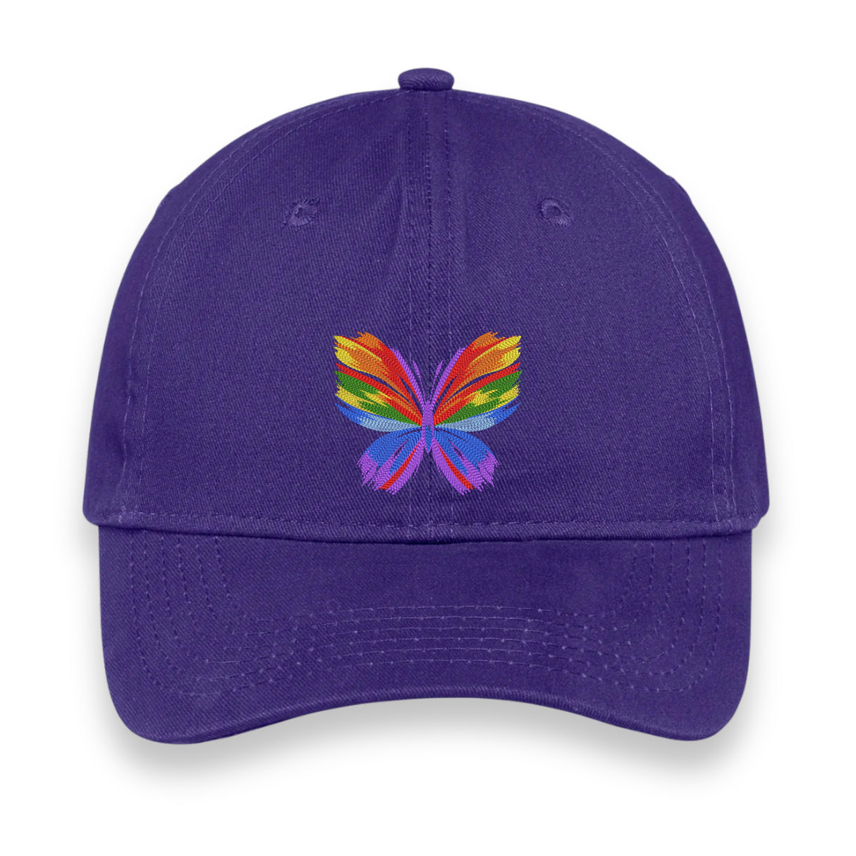 Rainbow Butterfly Embroidered Hat, Colorful Pride Baseball Cap, Whimsical Nature-Inspired Unisex Gift, Summer Aesthetic Cap