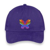 Rainbow Butterfly Embroidered Hat, Colorful Pride Baseball Cap, Whimsical Nature-Inspired Unisex Gift, Summer Aesthetic Cap