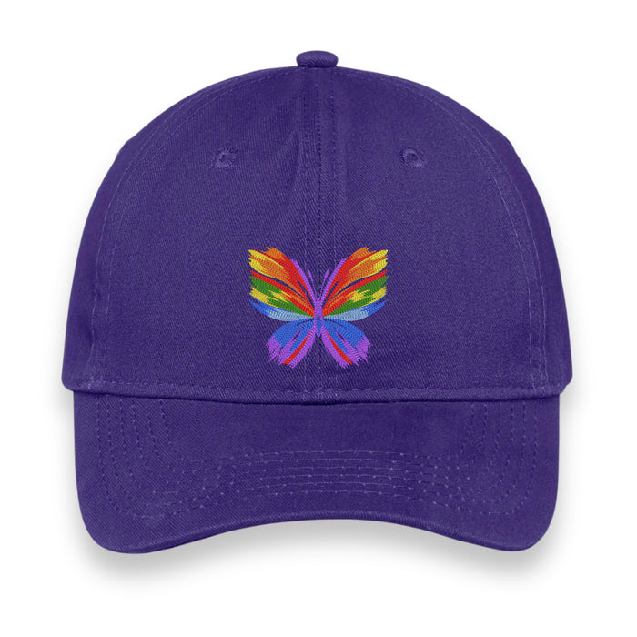 Rainbow Butterfly Embroidered Hat – Purple