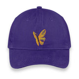 Yellow Butterfly Embroidered Hat – Purple