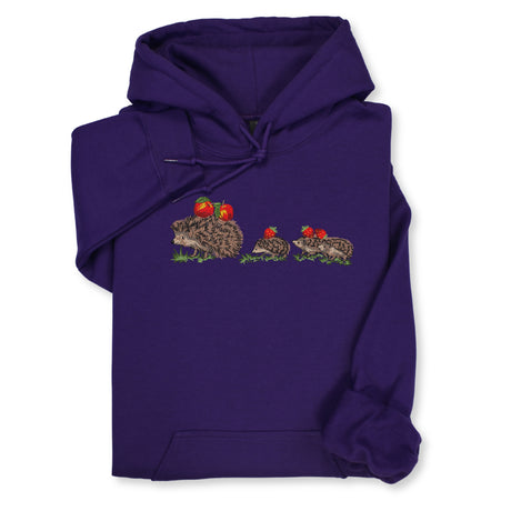 Hedgehog Family Embroidered Hoodie & Sweatshirt, Cute Forest Animal Top, Whimsical Nature Lover Gift, Woodland Wildlife Unisex Apparel