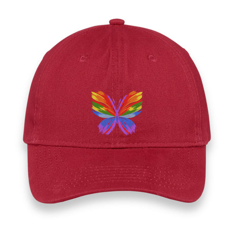 Rainbow Butterfly Embroidered Hat, Colorful Pride Baseball Cap, Whimsical Nature-Inspired Unisex Gift, Summer Aesthetic Cap