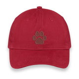 Custom Paw Print Embroidered Hat – Red