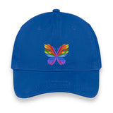 Rainbow Butterfly Embroidered Hat, Colorful Pride Baseball Cap, Whimsical Nature-Inspired Unisex Gift, Summer Aesthetic Cap