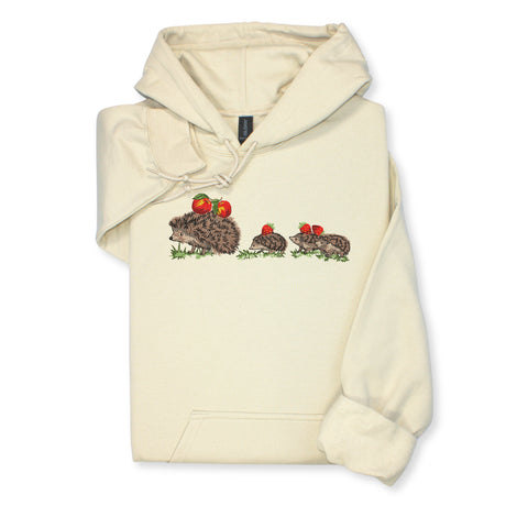 Hedgehog Family Embroidered Hoodie & Sweatshirt, Cute Forest Animal Top, Whimsical Nature Lover Gift, Woodland Wildlife Unisex Apparel