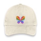 Rainbow Butterfly Embroidered Hat, Colorful Pride Baseball Cap, Whimsical Nature-Inspired Unisex Gift, Summer Aesthetic Cap